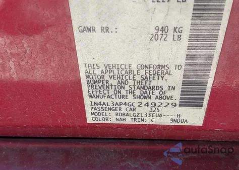 2016 Nissan Altima 2.5 S from USA, damaged, VIN 1N4AL3AP4GC249229